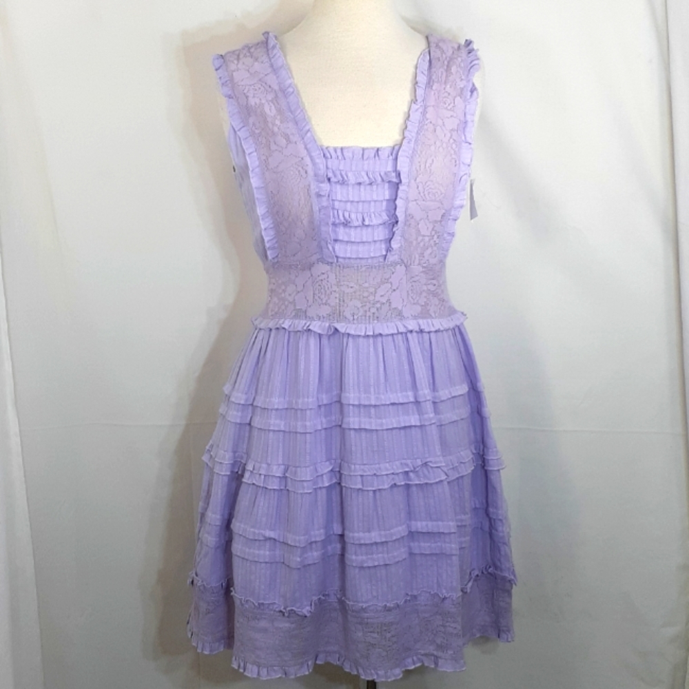 Love Sam cottagecore purple lavender sundress size small lace Ruffles